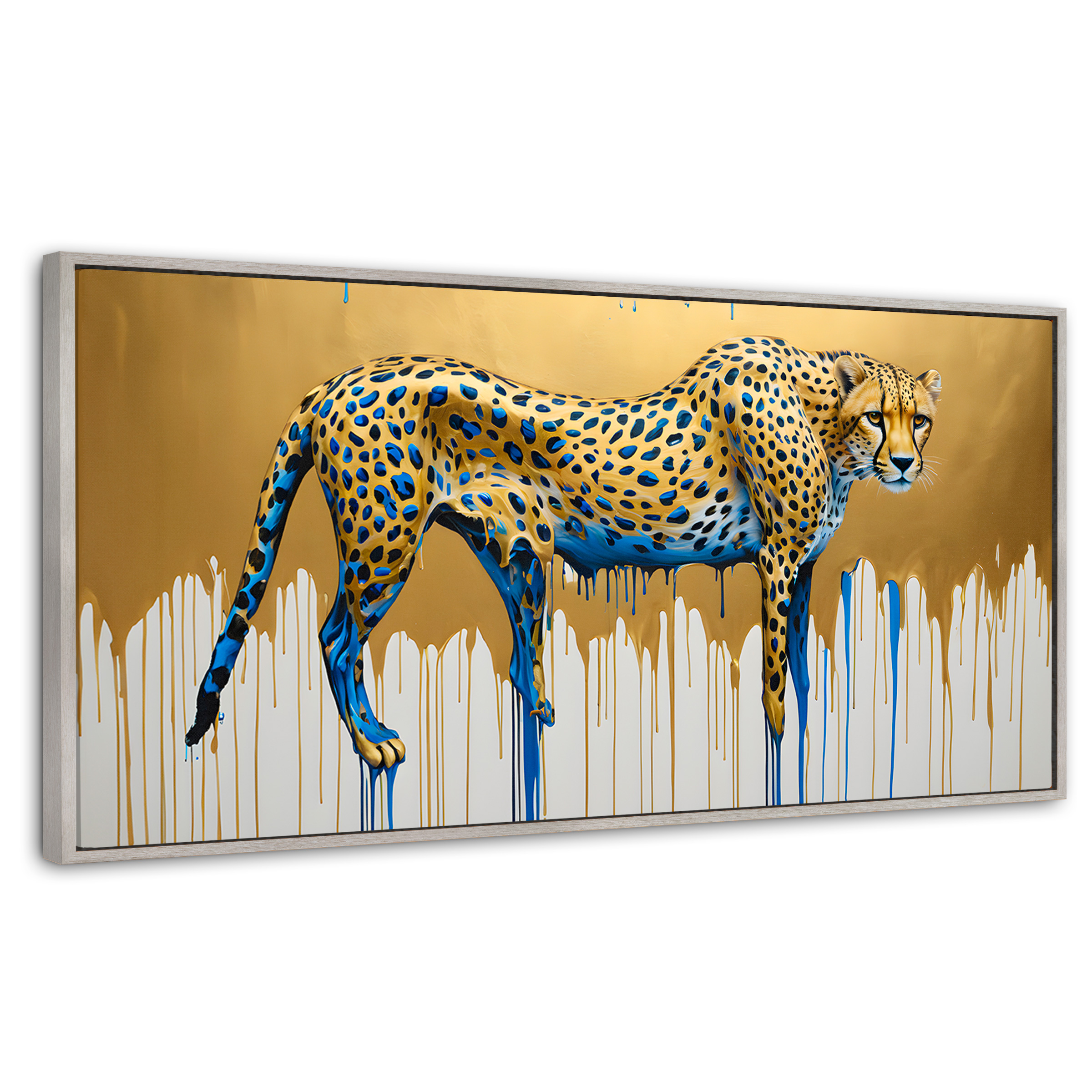 Cuadro Decorativo Marco Flotante Majestad Derretida 120x60 Marco Plateado