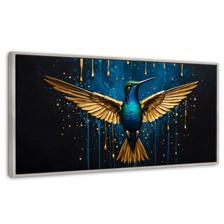 Foto 1 | Cuadro Decorativo Marco Flotante Colibrí Destellos 120x60 Marco Plateado