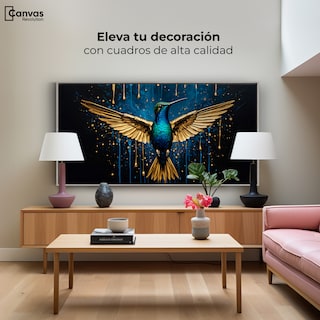Foto 3 | Cuadro Decorativo Marco Flotante Colibrí Destellos 120x60 Marco Plateado