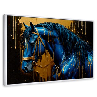 Foto 1 | Cuadro Decorativo Marco Flotante Elegancia Azul Oro 90x60 Marco Blanco