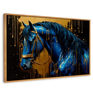 Foto 1 | Cuadro Decorativo Marco Flotante Elegancia Azul Oro 90x60 Marco Madera