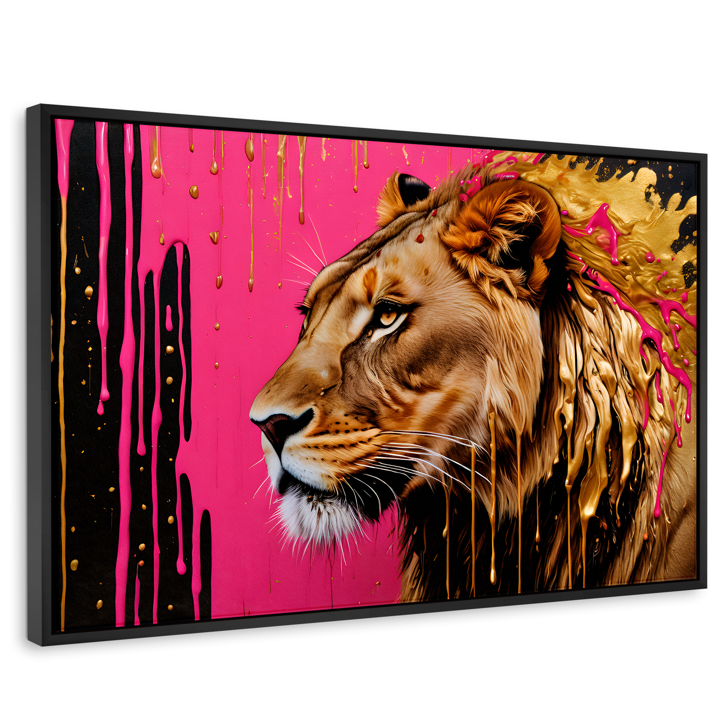 Cuadro Decorativo Marco Flotante Melena Majestuosa 90x60 Marco Negro