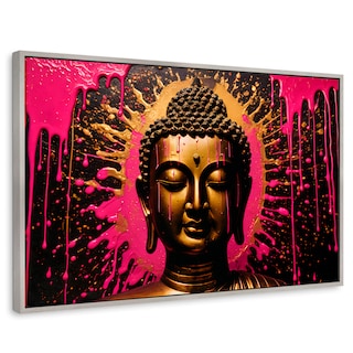 Foto 1 | Cuadro Decorativo Marco Flotante Buda Reflejo Oro Rosa 90x60 Marco Plateado