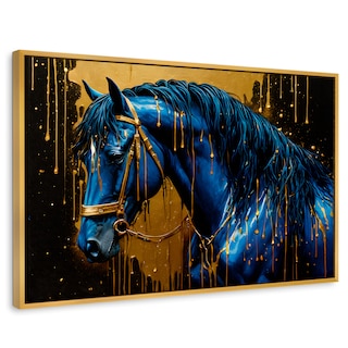 Foto 1 | Cuadro Decorativo Marco Flotante Elegancia Azul Oro 90x60 Marco Dorado