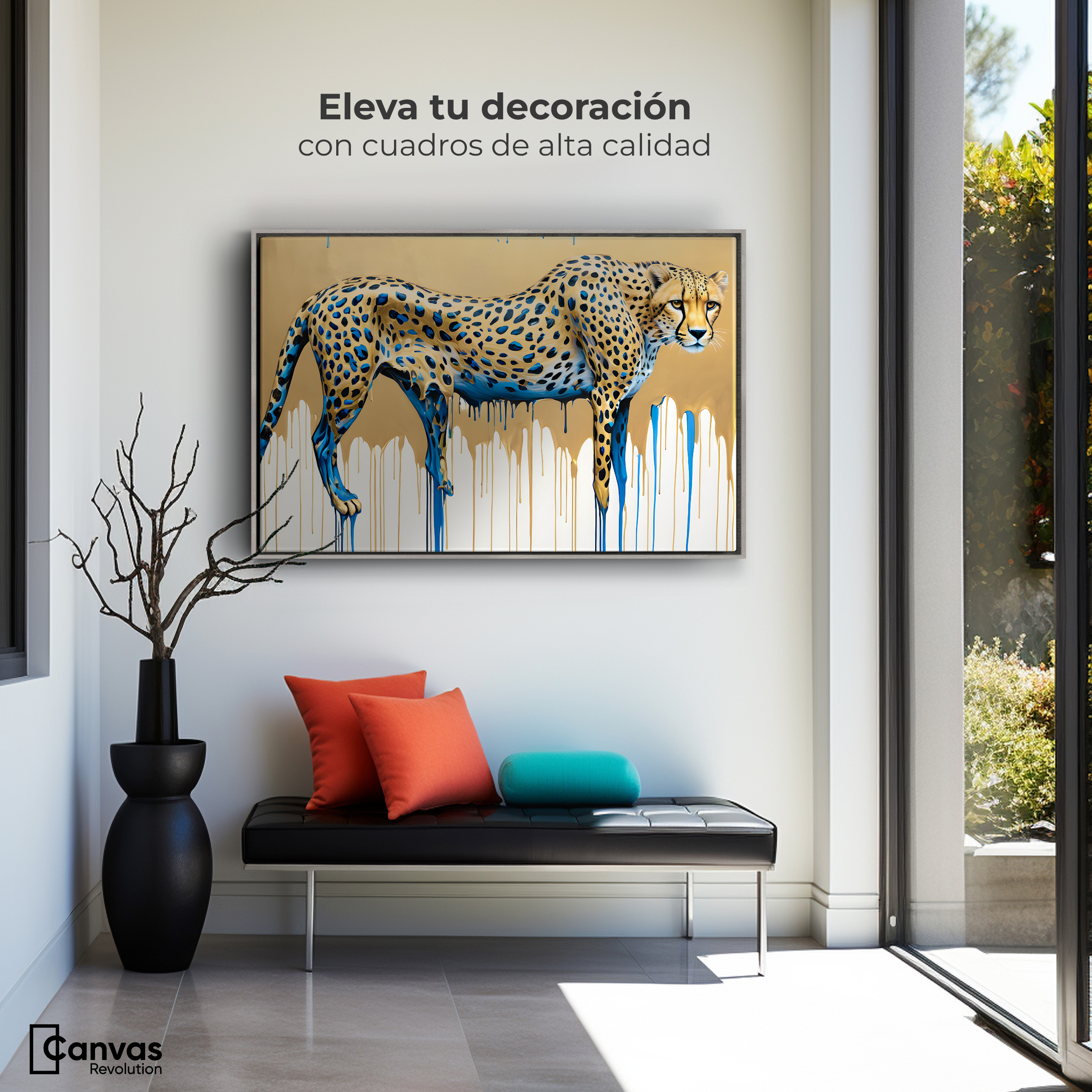 Foto 4 pulgar | Cuadro Decorativo Marco Flotante Majestad Derretida 90x60 Marco Plateado