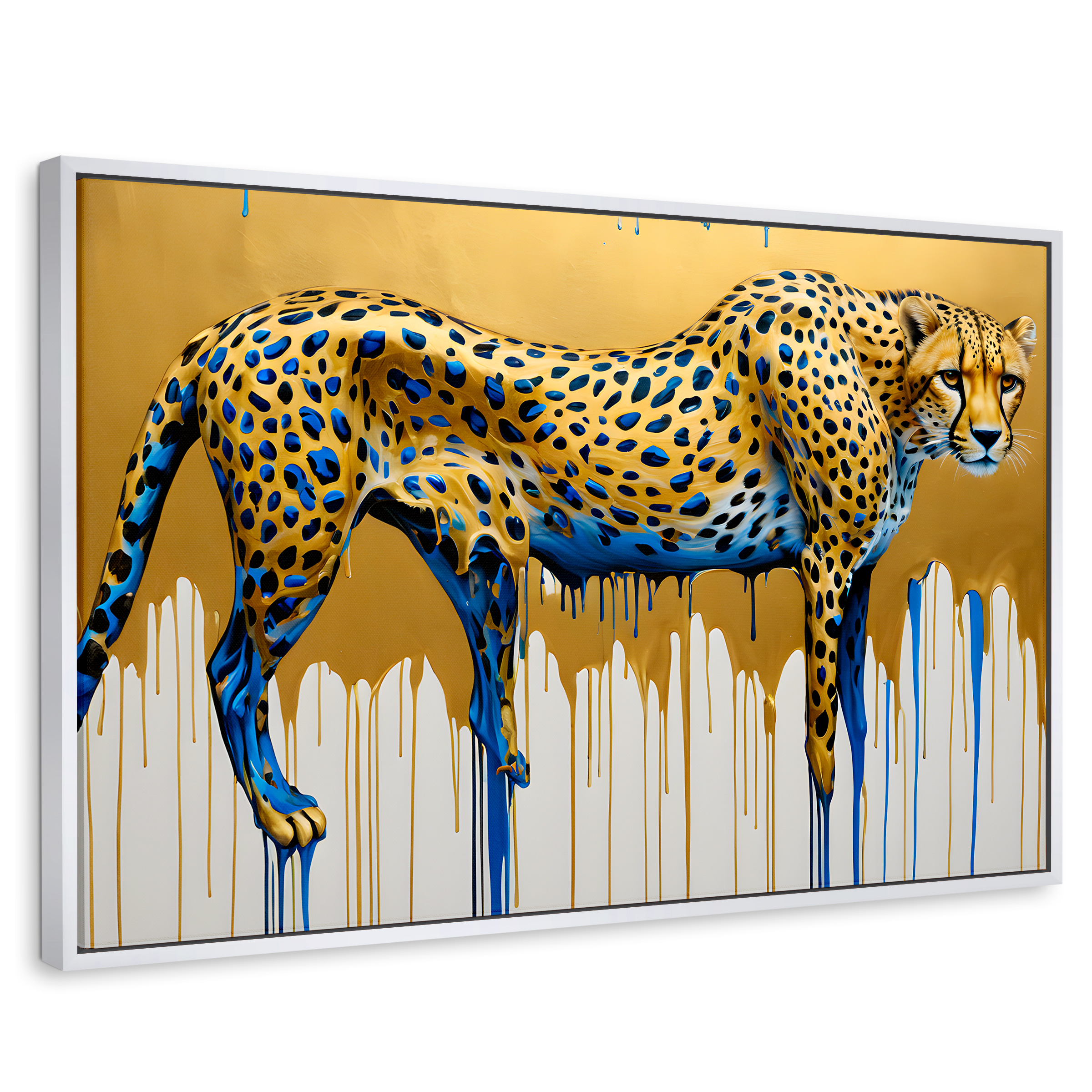 Cuadro Decorativo Marco Flotante Majestad Derretida 90x60 Marco Blanco