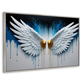 Foto 1 | Cuadro Decorativo Marco Flotante Alas Corazón Dorado 90x60 Marco Plateado