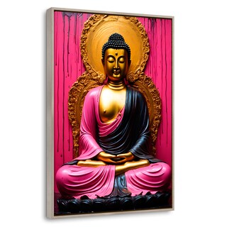 Foto 1 | Cuadro Decorativo Marco Flotante Meditación Dorada 80x120 Marco Plateado