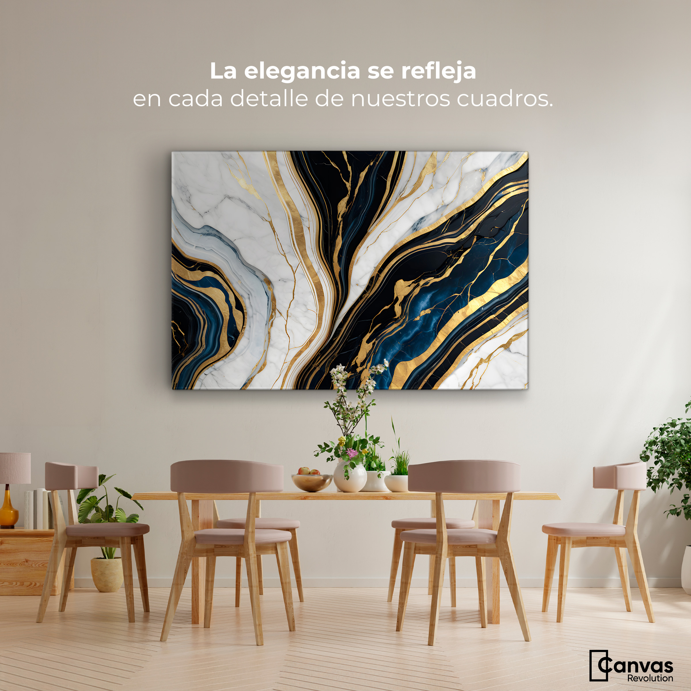 Foto 3 pulgar | Cuadro Decorativo Canvas Abstracto Mármol Lujoso Oro 90x60