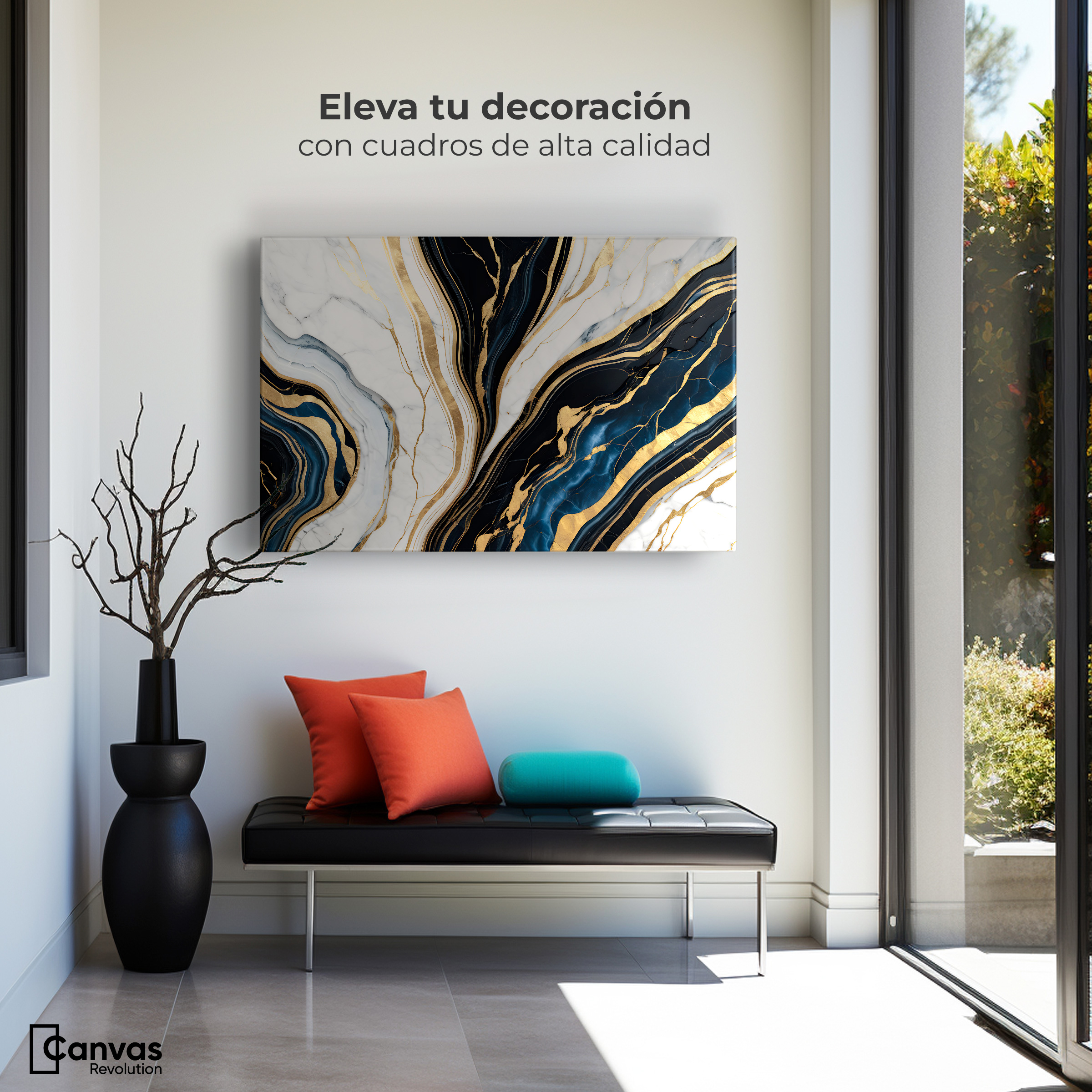 Foto 4 pulgar | Cuadro Decorativo Canvas Abstracto Mármol Lujoso Oro 90x60