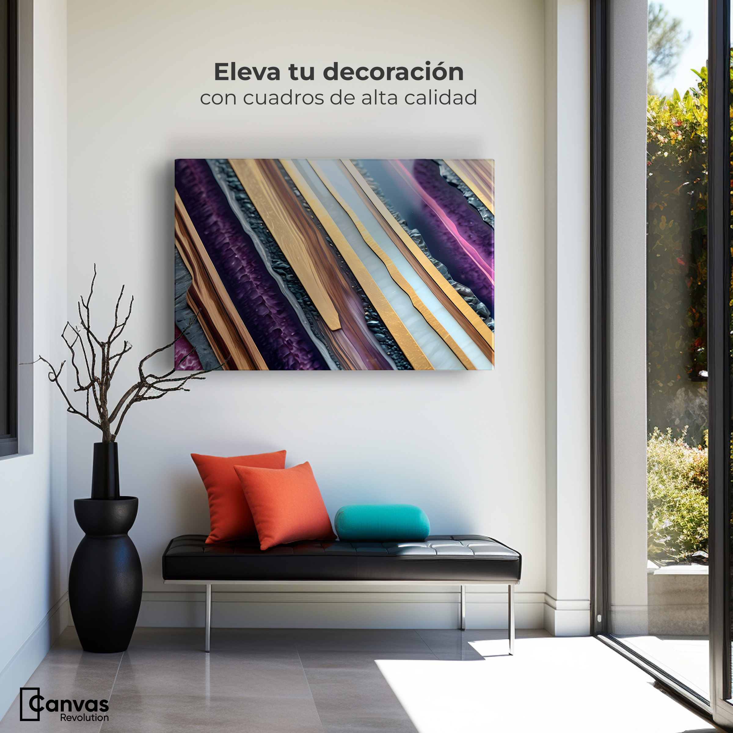Foto 4 pulgar | Cuadro Decorativo Canvas Abstracto Rapsodia Contraste 90x60