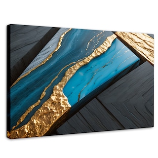 Foto 1 | Cuadro Decorativo Canvas Abstracto Arroyos Dorados 90x60