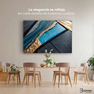 Foto 2 | Cuadro Decorativo Canvas Abstracto Arroyos Dorados 90x60