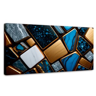 Foto 1 | Cuadro Decorativo Canvas Abstracto Trapecios Dorados 120x60