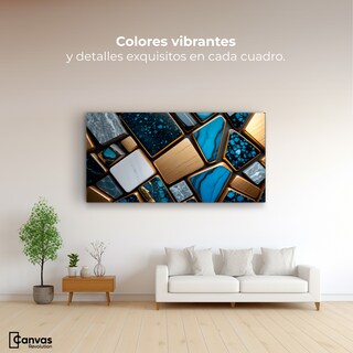 Foto 2 | Cuadro Decorativo Canvas Abstracto Trapecios Dorados 120x60