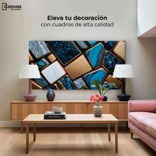 Foto 3 | Cuadro Decorativo Canvas Abstracto Trapecios Dorados 120x60