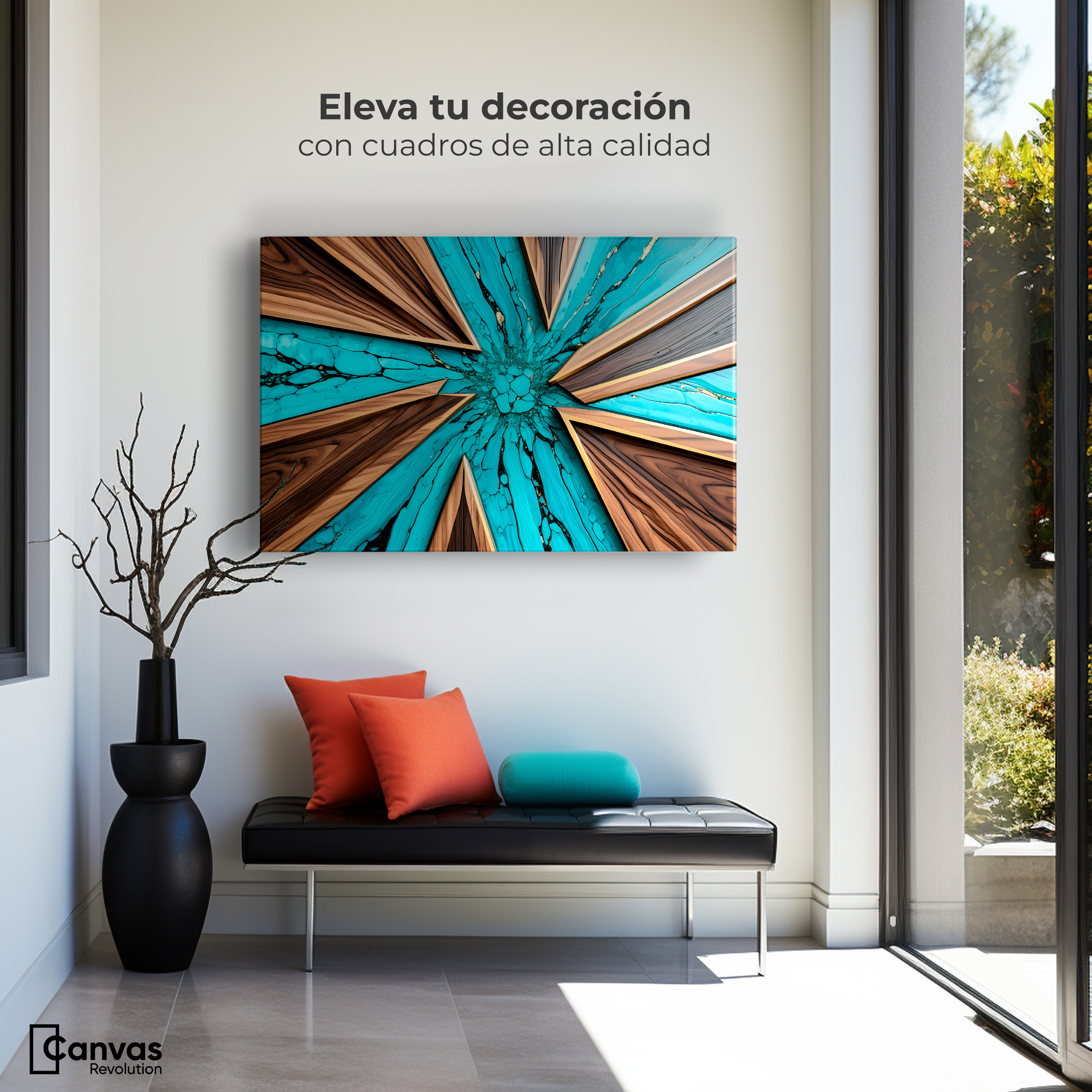 Foto 4 pulgar | Cuadro Decorativo Canvas Abstracto Contraste Elemental 90x60