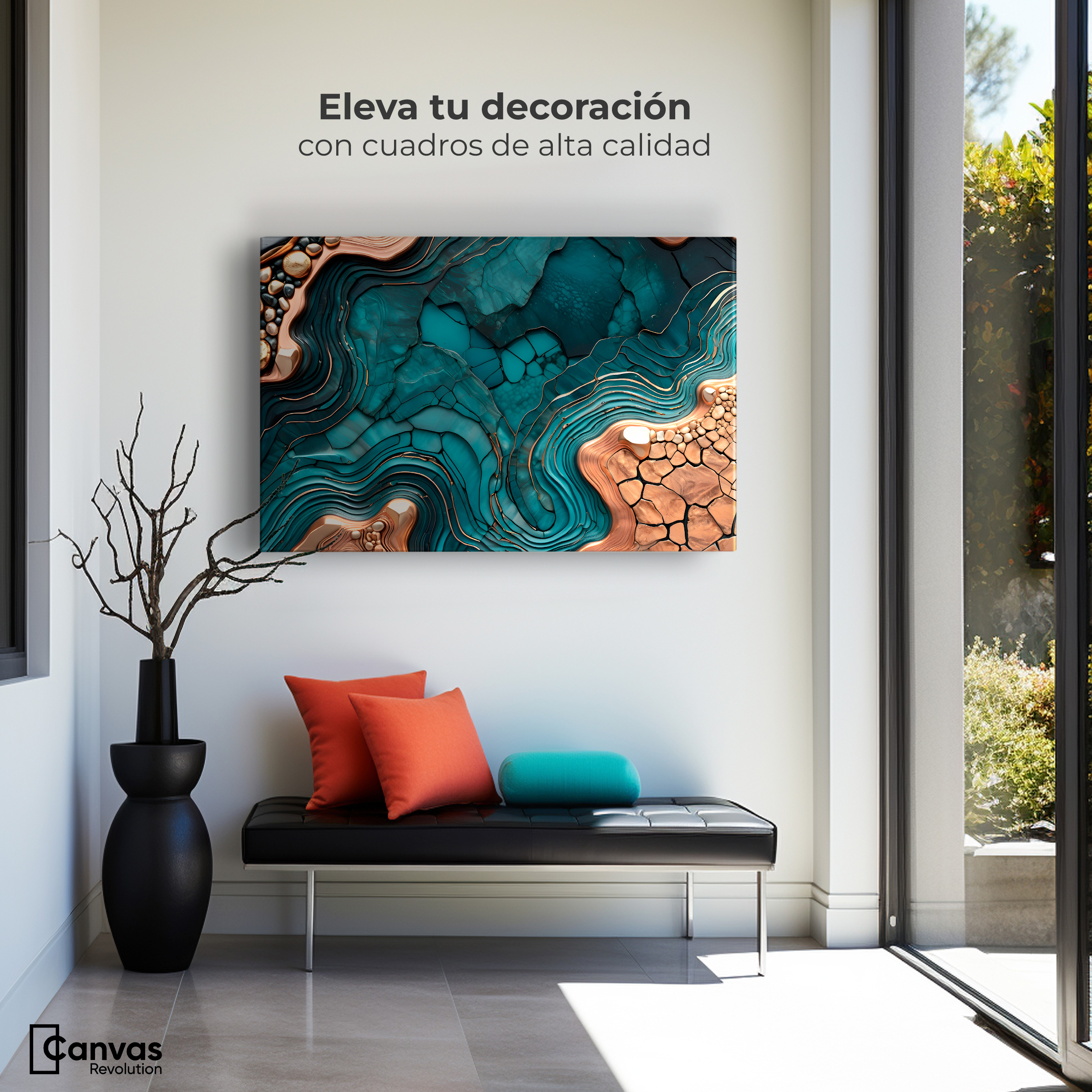 Foto 4 pulgar | Cuadro Decorativo Canvas Abstracto Resplandor Azul 90x60