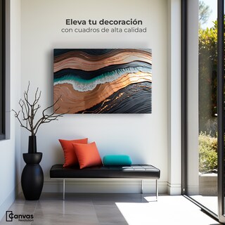 Foto 3 | Cuadro Decorativo Canvas Abstracto Estructura Natural 90x60