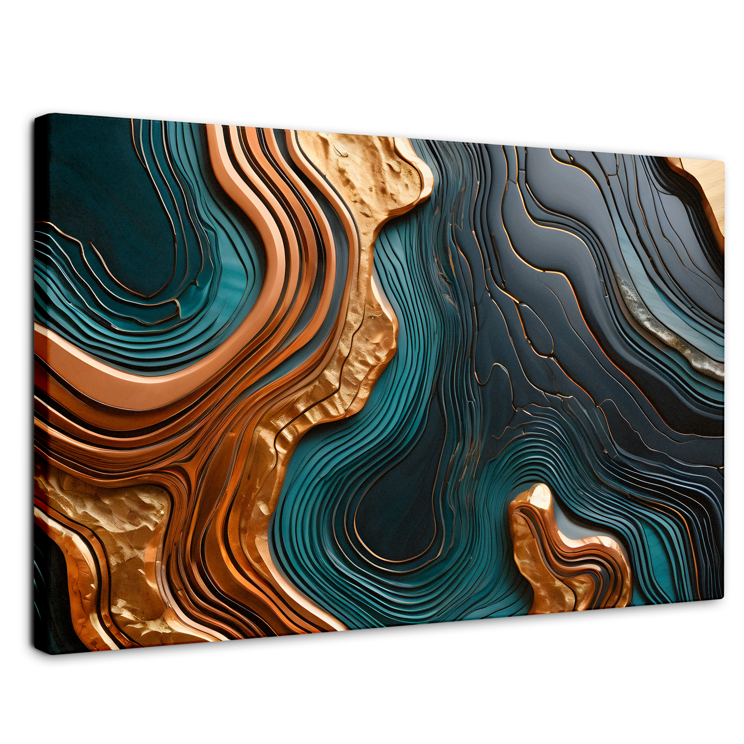 Cuadro Decorativo Canvas Abstracto Ondas Turquesas 90x60