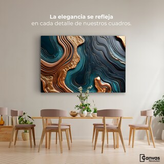 Foto 2 | Cuadro Decorativo Canvas Abstracto Ondas Turquesas 90x60