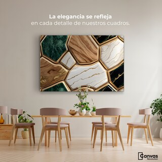 Foto 2 | Cuadro Decorativo Canvas Abstracto Eco Hexagonal Áureo 90x60