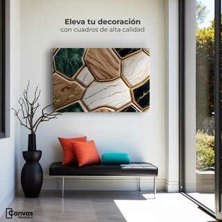 Foto 3 | Cuadro Decorativo Canvas Abstracto Eco Hexagonal Áureo 90x60