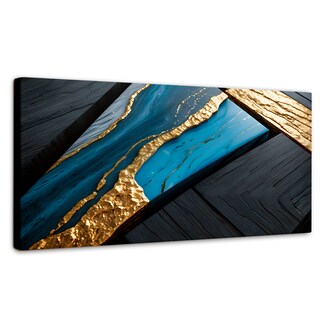 Foto 1 | Cuadro Decorativo Canvas Abstracto Arroyos Dorados 120x60