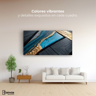 Foto 2 | Cuadro Decorativo Canvas Abstracto Arroyos Dorados 120x60