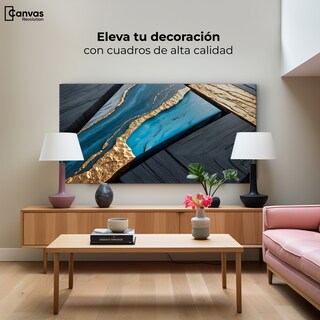 Foto 3 | Cuadro Decorativo Canvas Abstracto Arroyos Dorados 120x60