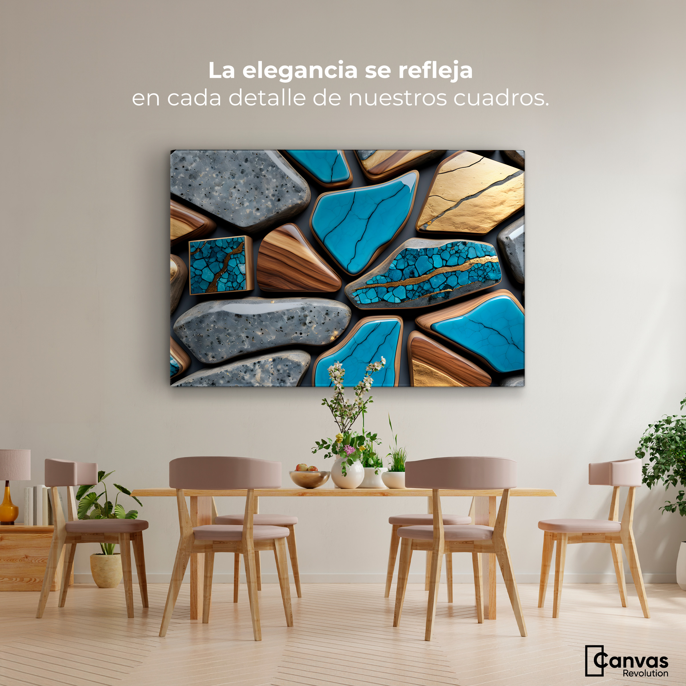 Foto 3 pulgar | Cuadro Decorativo Canvas Abstracto Elegancia Geológica 90x60
