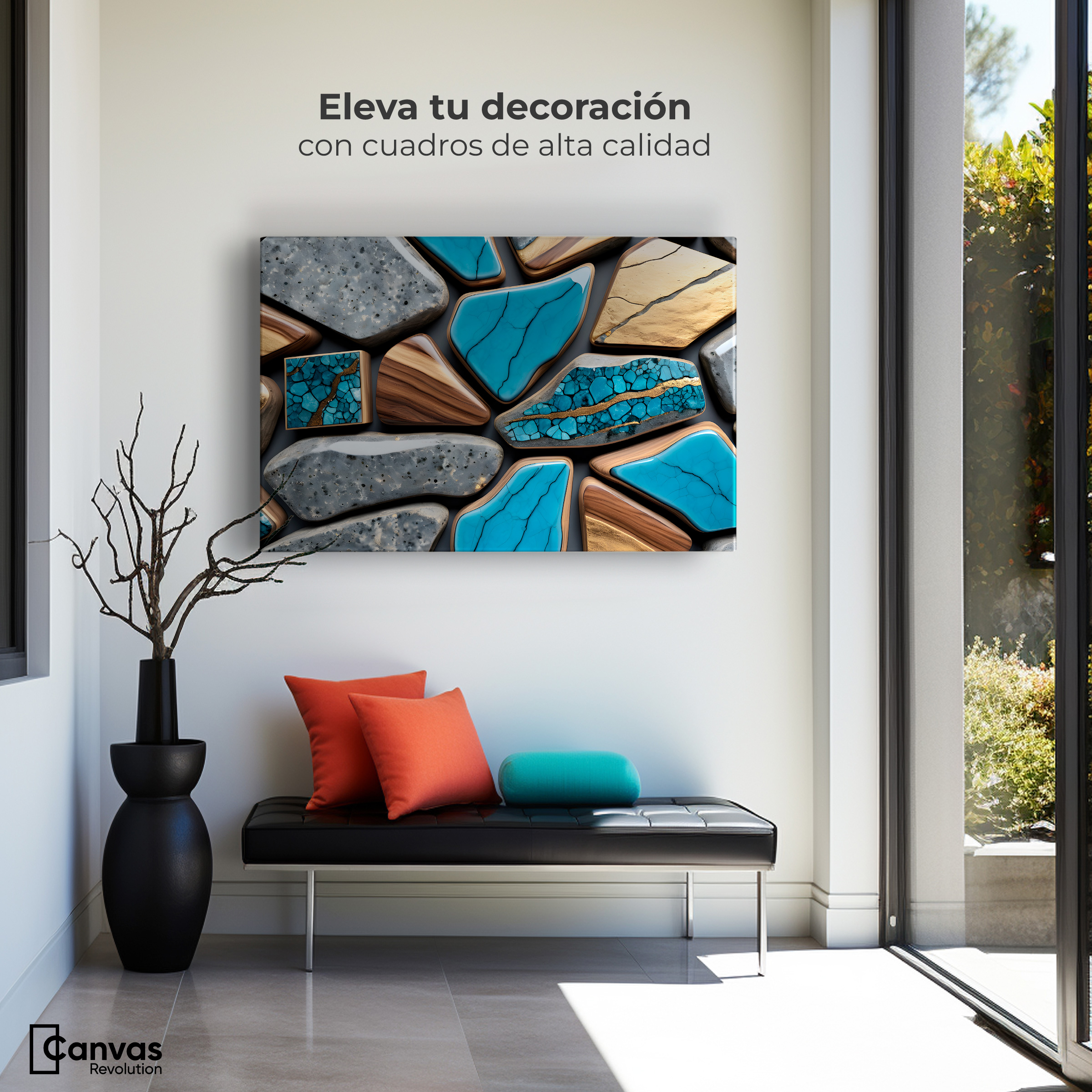 Foto 3 | Cuadro Decorativo Canvas Abstracto Elegancia Geológica 90x60