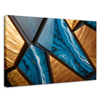 Foto 1 | Cuadro Decorativo Canvas Abstracto Lapislázuli Dorado 90x60