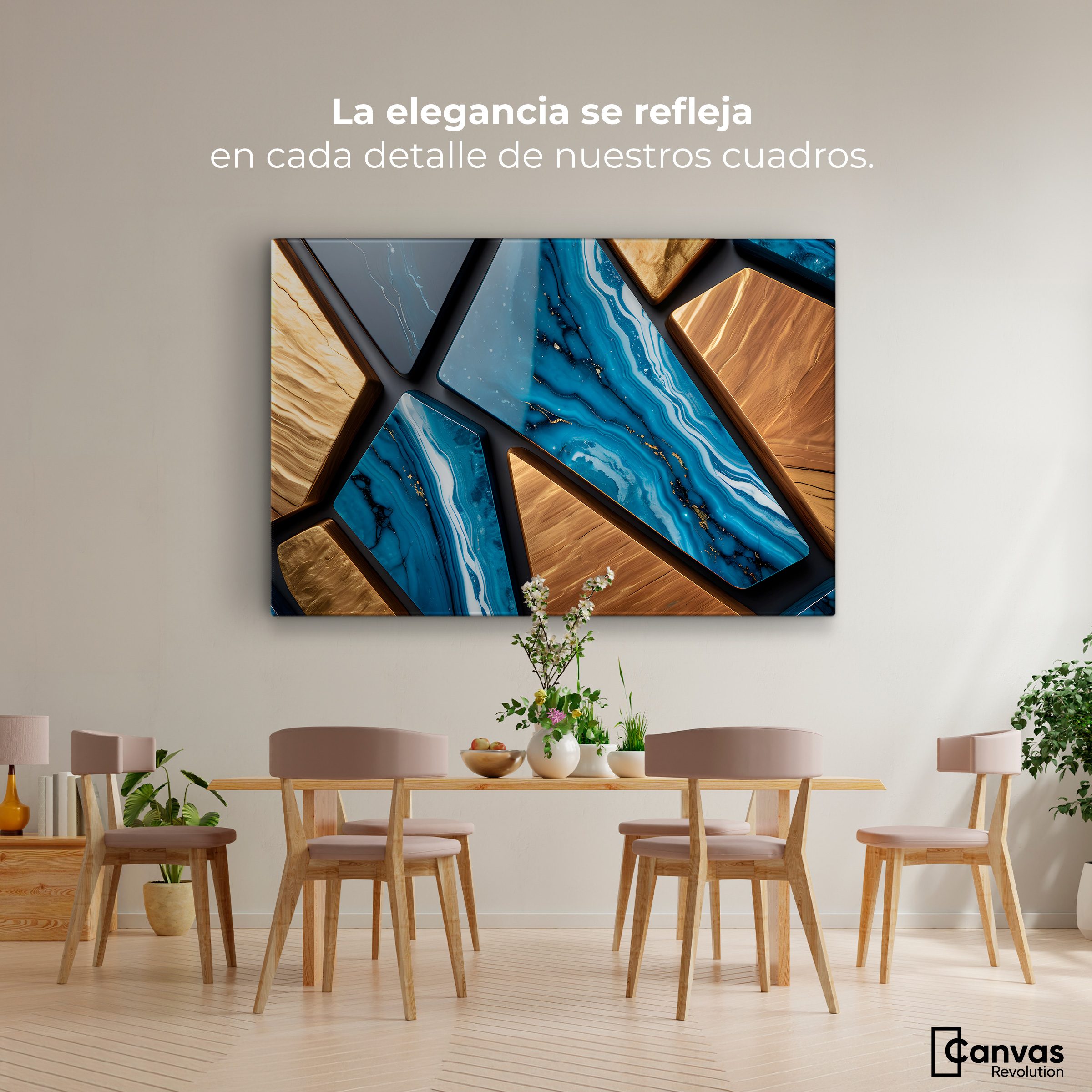 Foto 3 pulgar | Cuadro Decorativo Canvas Abstracto Lapislázuli Dorado 90x60