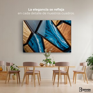 Foto 2 | Cuadro Decorativo Canvas Abstracto Lapislázuli Dorado 90x60
