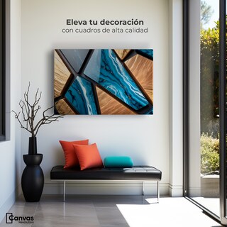 Foto 3 | Cuadro Decorativo Canvas Abstracto Lapislázuli Dorado 90x60