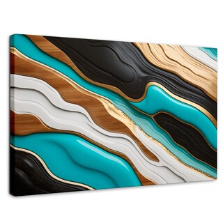 Foto 1 | Cuadro Decorativo Canvas Abstracto Río Oro Turquesa 90x60