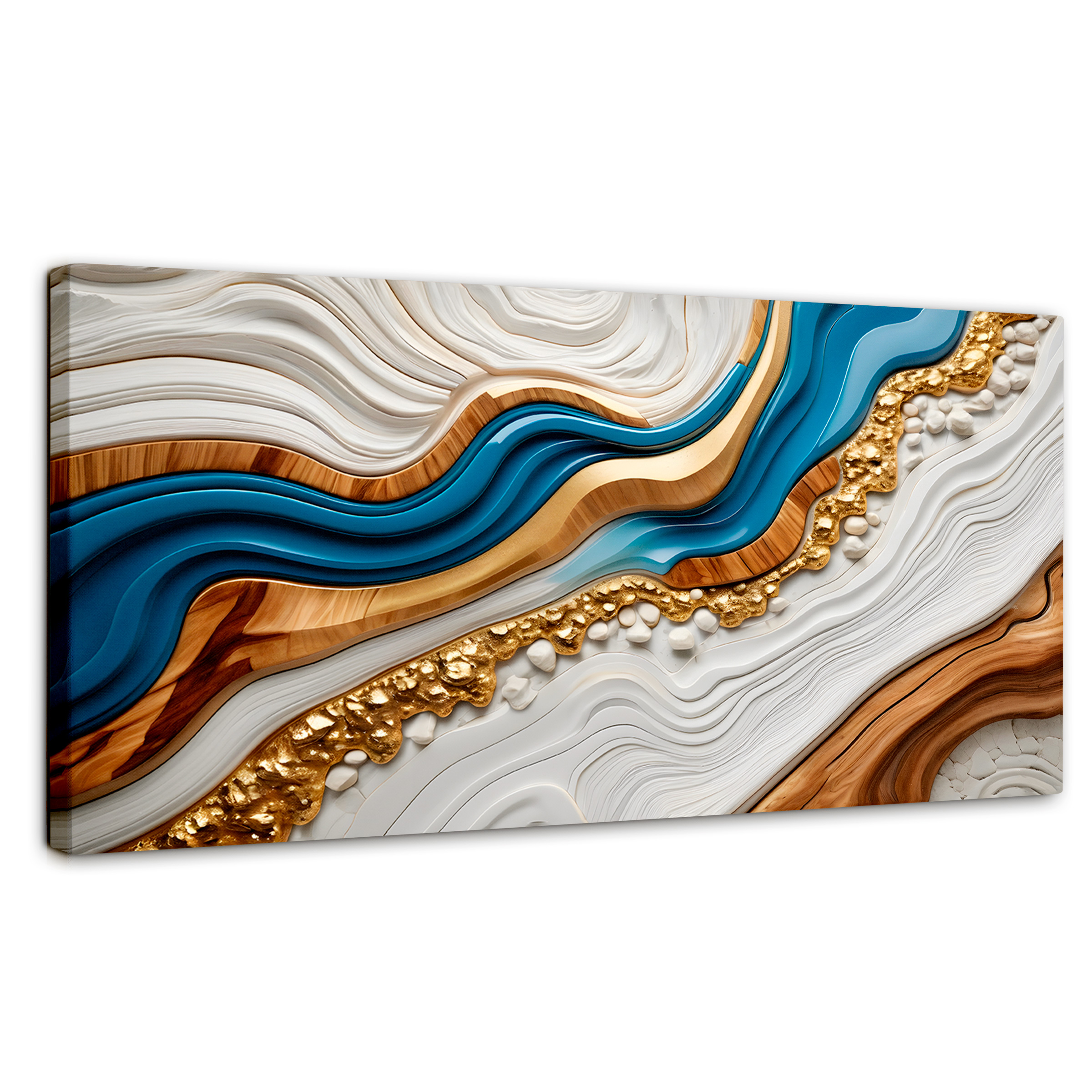 Foto 2 pulgar | Cuadro Decorativo Canvas Abstracto Estratos Dorados 120x60