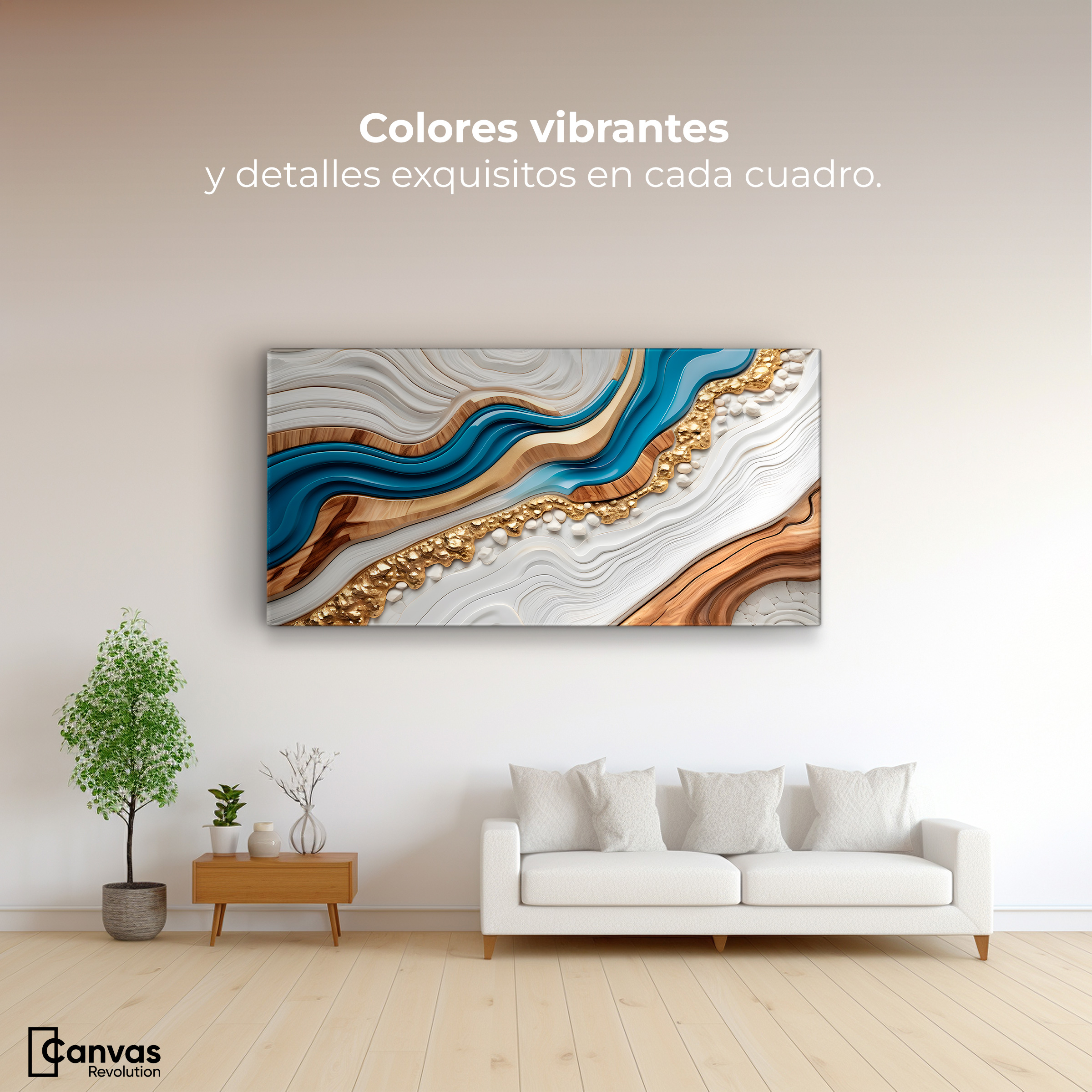 Foto 3 pulgar | Cuadro Decorativo Canvas Abstracto Estratos Dorados 120x60
