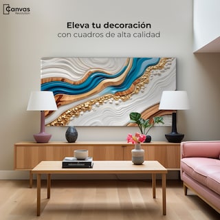 Foto 3 | Cuadro Decorativo Canvas Abstracto Estratos Dorados 120x60