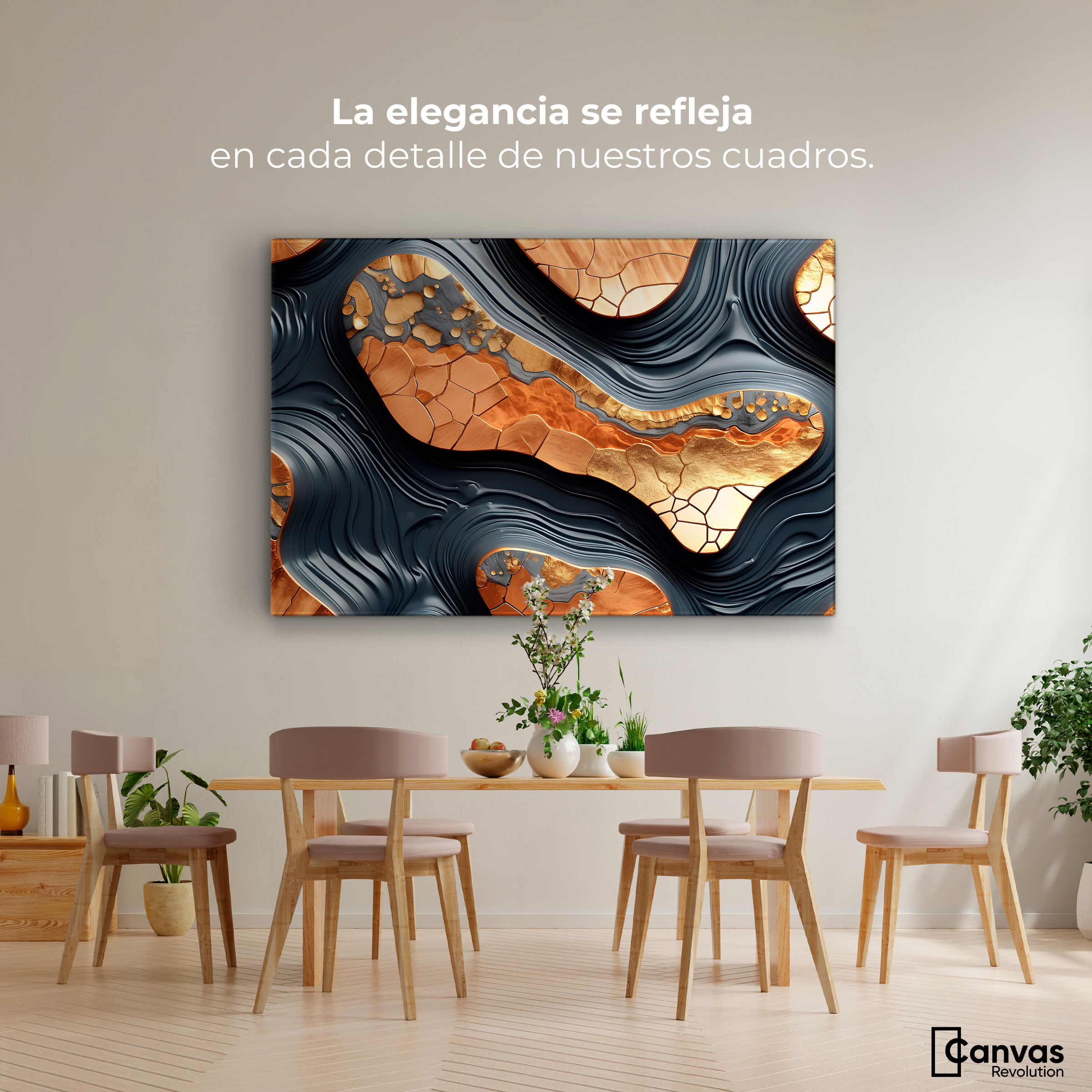 Foto 3 pulgar | Cuadro Decorativo Canvas Abstracto Metálico 90x60