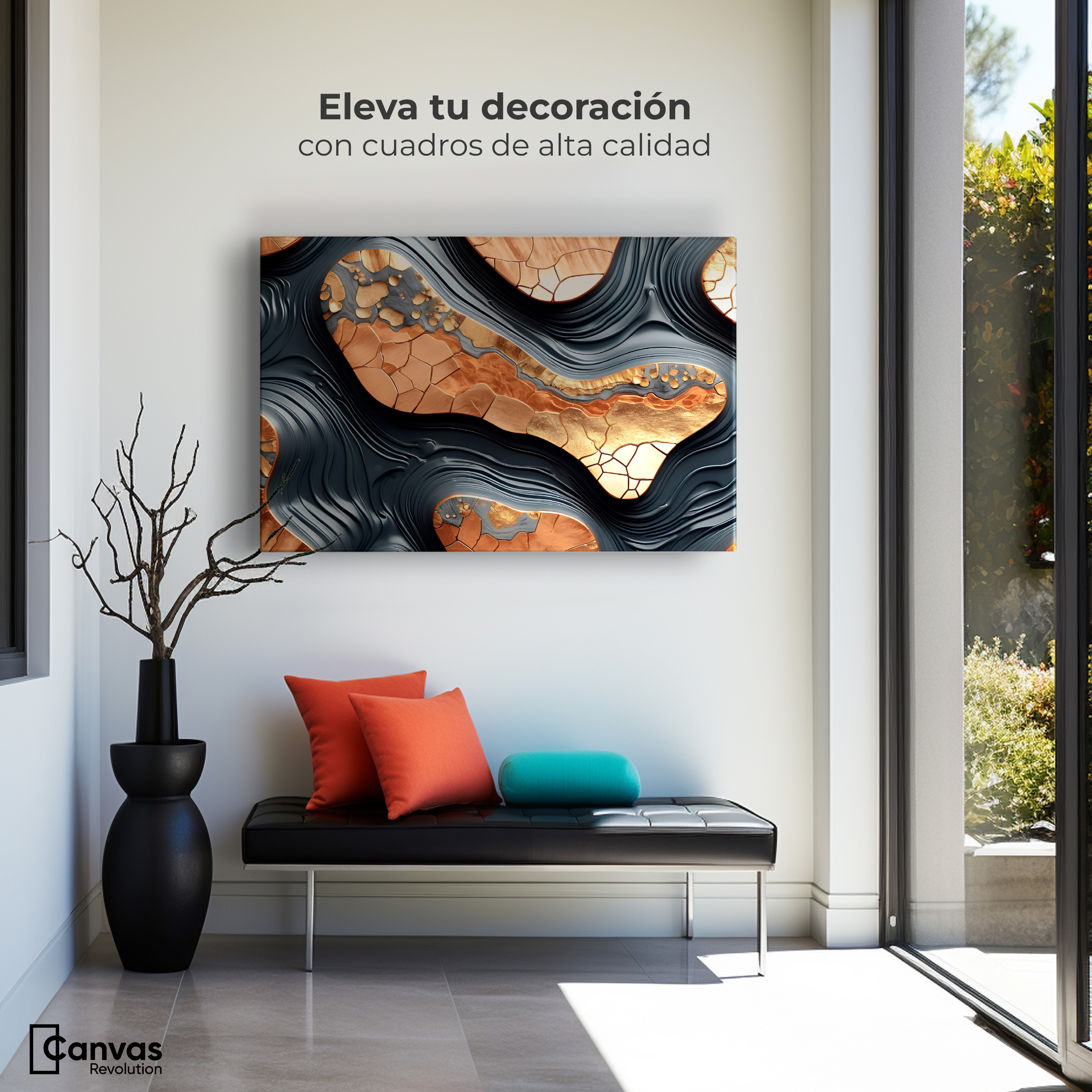 Foto 4 pulgar | Cuadro Decorativo Canvas Abstracto Metálico 90x60