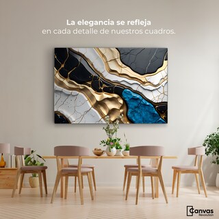 Foto 2 | Cuadro Decorativo Canvas Abstracto Dorado 90x60