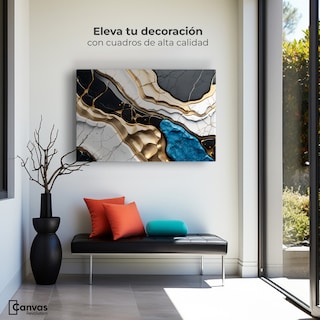 Foto 3 | Cuadro Decorativo Canvas Abstracto Dorado 90x60