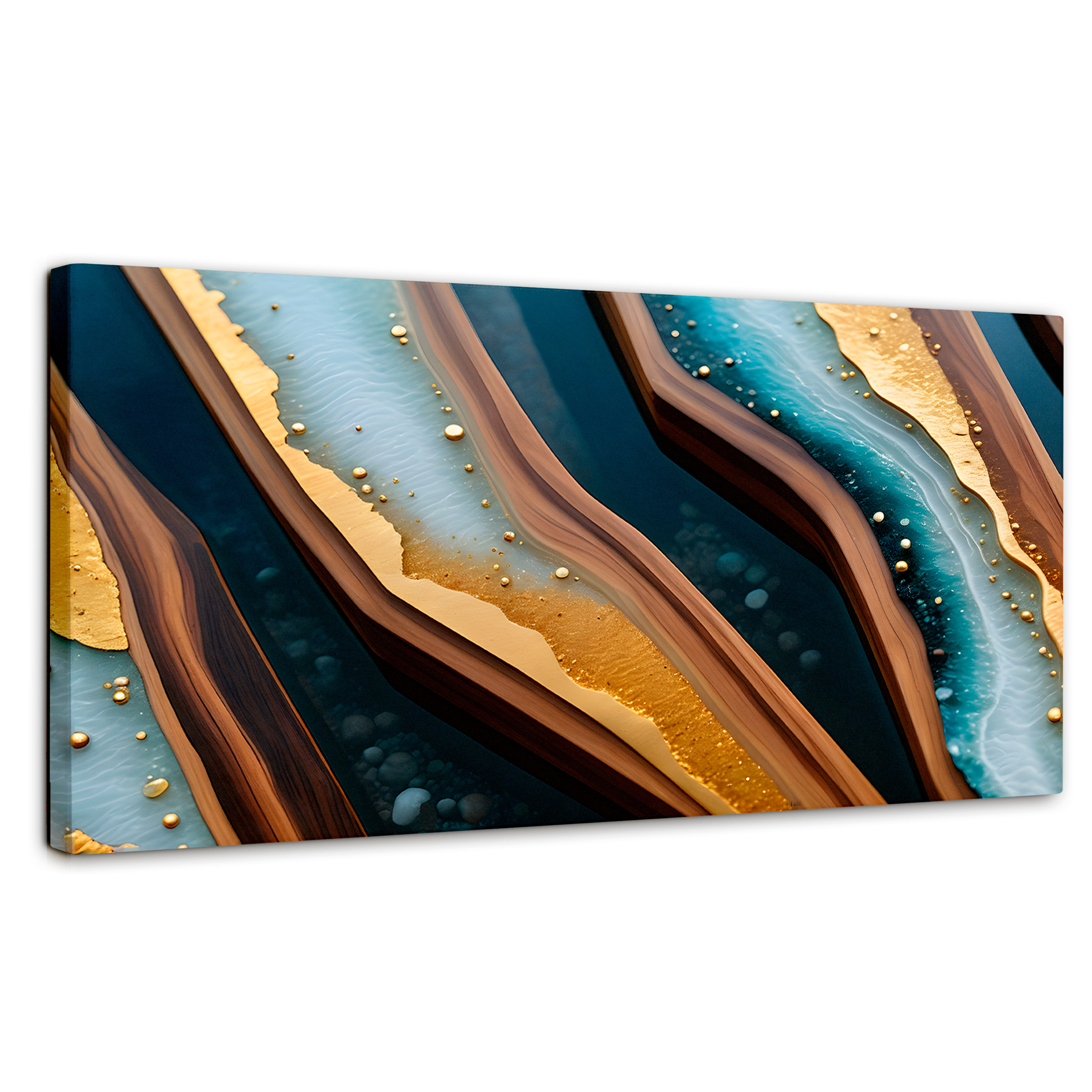 Foto 2 pulgar | Cuadro Decorativo Canvas Abstracto Eco Natural Dorado 1200x60