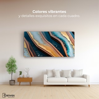 Foto 2 | Cuadro Decorativo Canvas Abstracto Eco Natural Dorado 1200x60