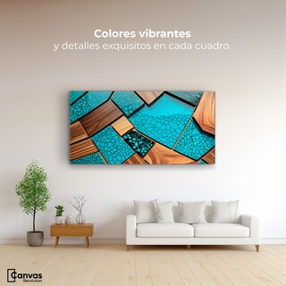 Foto 2 | Cuadro Decorativo Canvas Abstracto Auroras Vibrantes 120x60