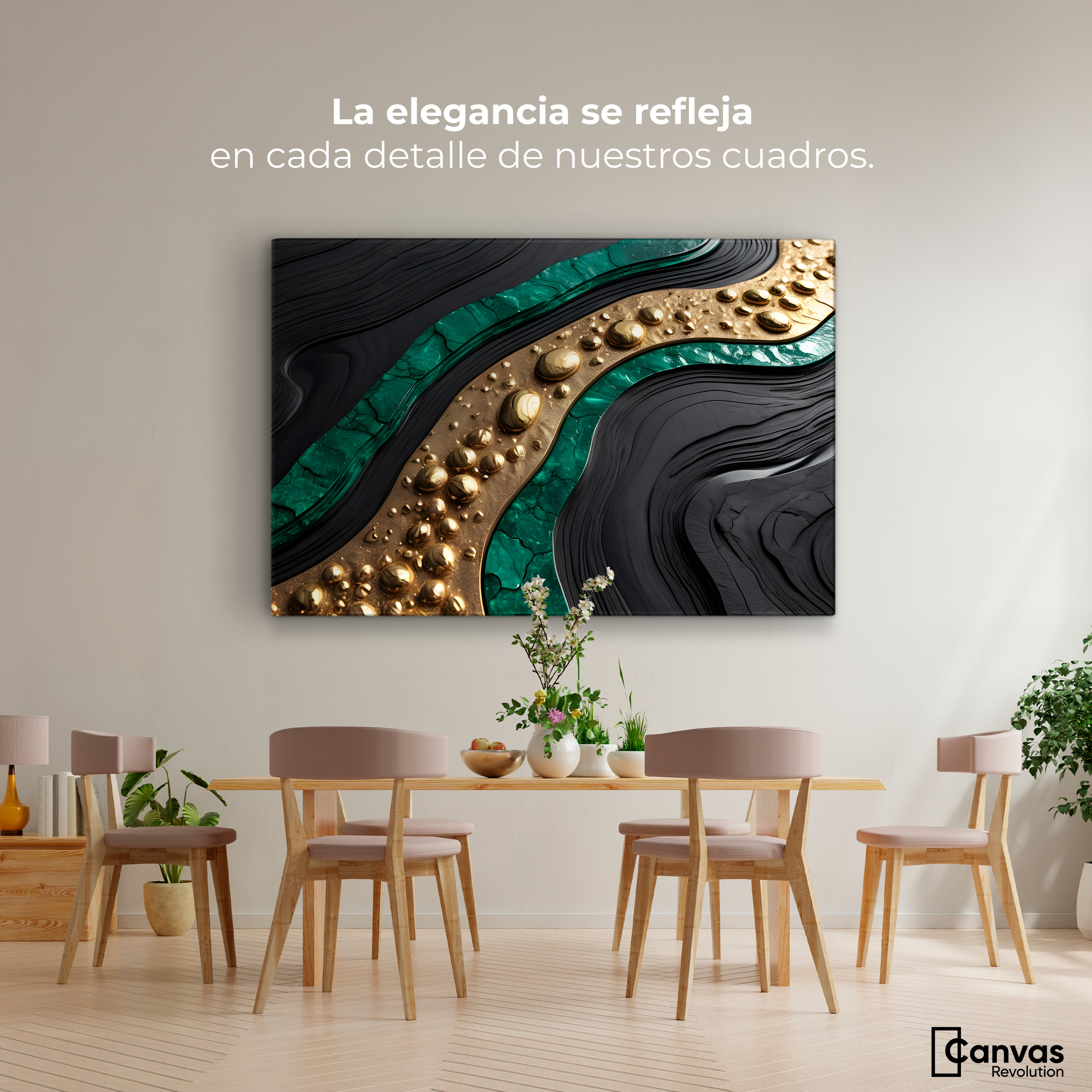 Foto 3 pulgar | Cuadro Decorativo Canvas Abstracto Espejismo Metálico 90x60