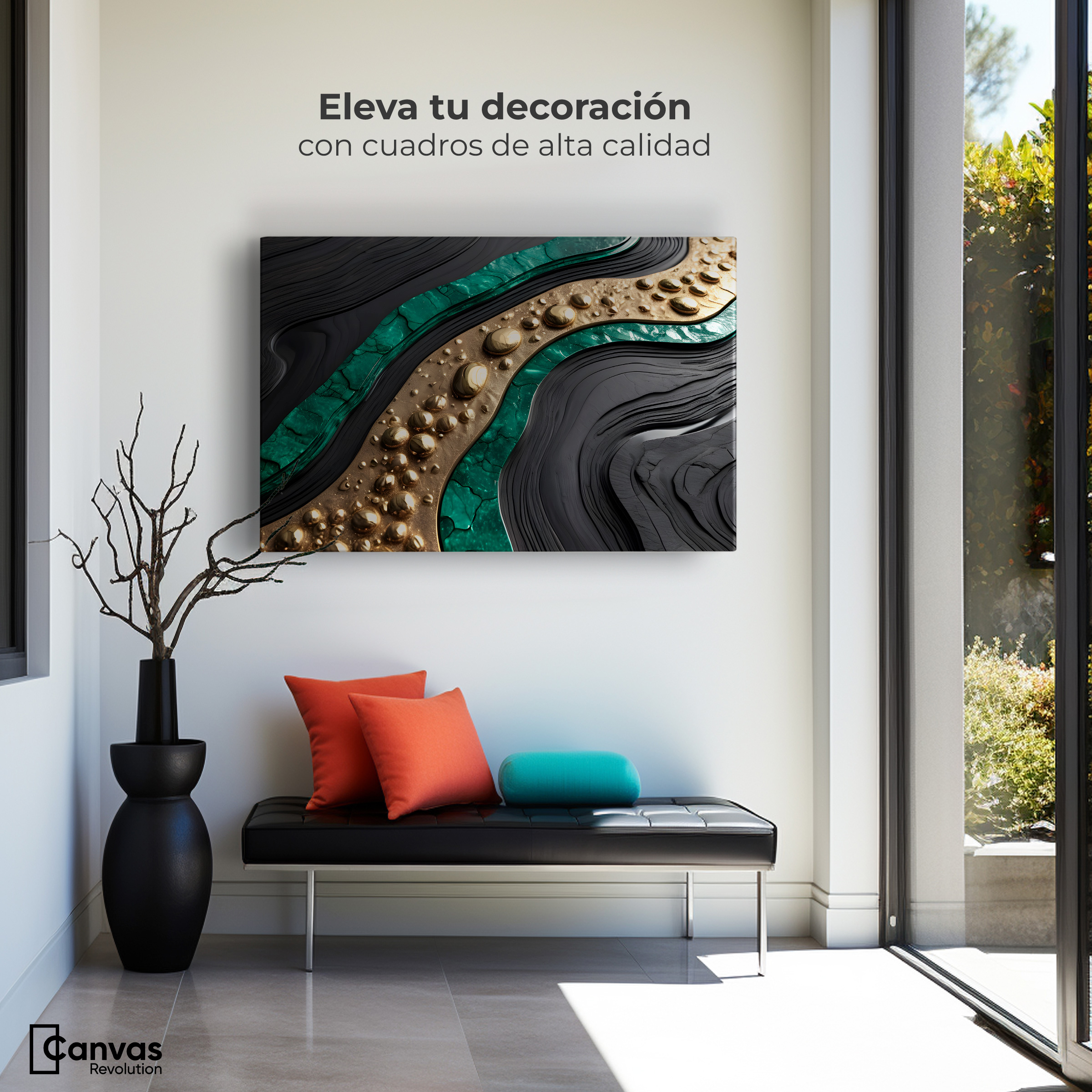 Foto 4 pulgar | Cuadro Decorativo Canvas Abstracto Espejismo Metálico 90x60