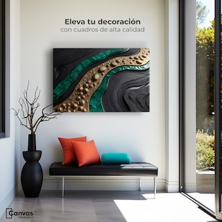 Foto 3 | Cuadro Decorativo Canvas Abstracto Espejismo Metálico 90x60